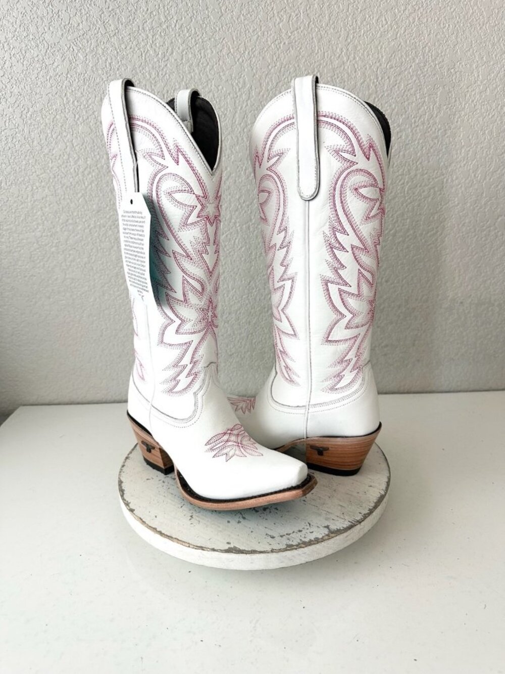 Lane SMOKESHOW Hot Pink White Cowboy Boots Western Cowgirl Tall Snip Toe Size 6